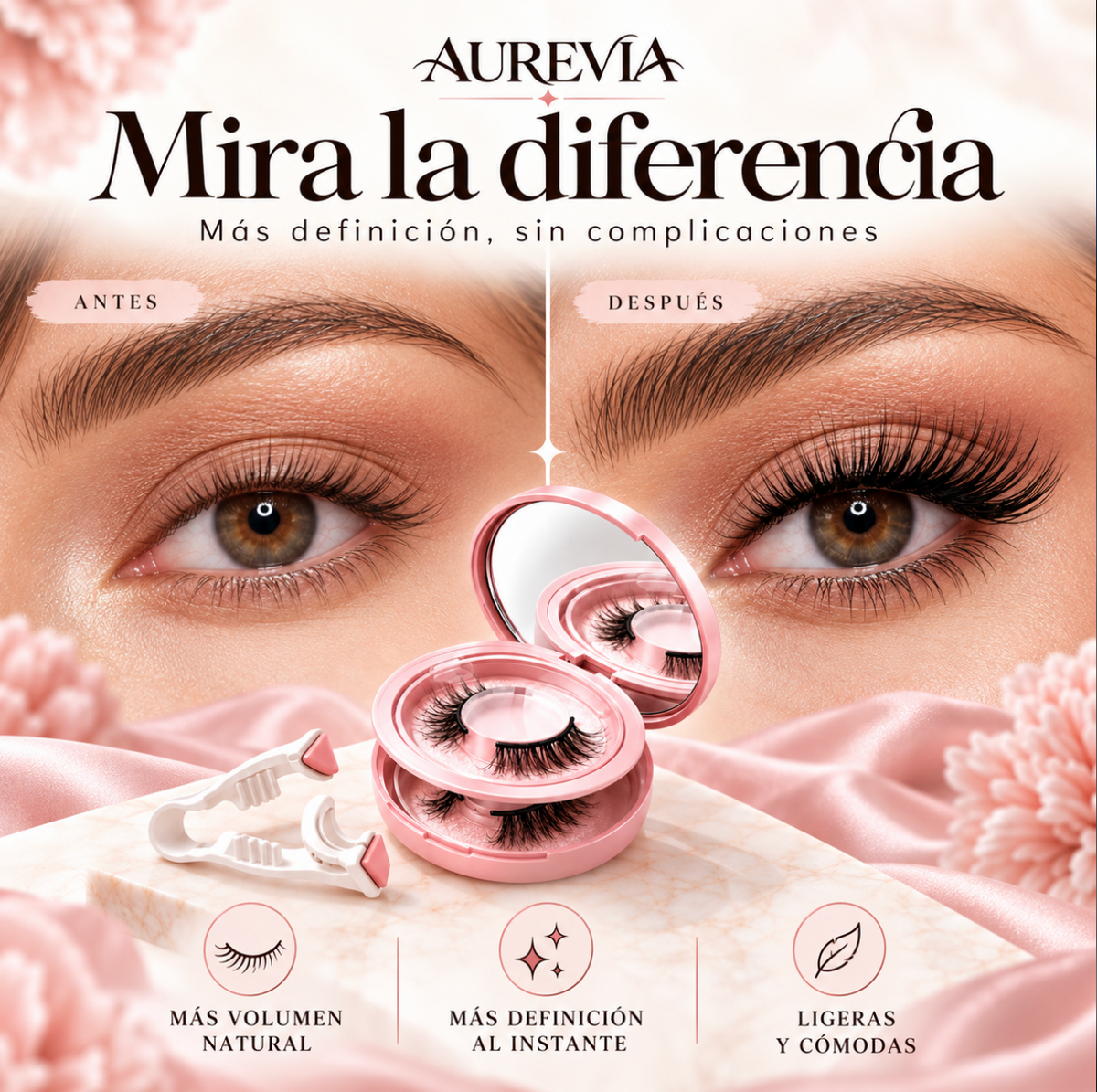 Pestañas magnéticas Aurevia | Kit con aplicador y estuche